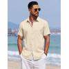 imageCOOFANDY Mens Summer Beach Vacation Shirt Casual Button Down Short Sleeve Shirt Hawaiian Tropical Resort WearKhaki