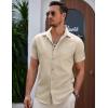imageCOOFANDY Mens Summer Beach Vacation Shirt Casual Button Down Short Sleeve Shirt Hawaiian Tropical Resort WearKhaki