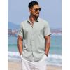imageCOOFANDY Mens Summer Beach Vacation Shirt Casual Button Down Short Sleeve Shirt Hawaiian Tropical Resort WearLight Green