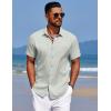 imageCOOFANDY Mens Summer Beach Vacation Shirt Casual Button Down Short Sleeve Shirt Hawaiian Tropical Resort WearLight Green