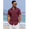 imageCOOFANDY Mens Summer Beach Vacation Shirt Casual Button Down Short Sleeve Shirt Hawaiian Tropical Resort WearMaroon Red