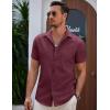 imageCOOFANDY Mens Summer Beach Vacation Shirt Casual Button Down Short Sleeve Shirt Hawaiian Tropical Resort WearMaroon Red