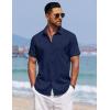 imageCOOFANDY Mens Summer Beach Vacation Shirt Casual Button Down Short Sleeve Shirt Hawaiian Tropical Resort WearNavy Blue