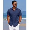 imageCOOFANDY Mens Summer Beach Vacation Shirt Casual Button Down Short Sleeve Shirt Hawaiian Tropical Resort WearNavy Blue
