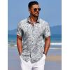 imageCOOFANDY Mens Summer Beach Vacation Shirt Casual Button Down Short Sleeve Shirt Hawaiian Tropical Resort WearPalm Leavesgrey Blue
