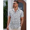imageCOOFANDY Mens Summer Beach Vacation Shirt Casual Button Down Short Sleeve Shirt Hawaiian Tropical Resort WearPalm Leavesgrey Blue