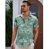 imageCOOFANDY Mens Summer Beach Vacation Shirt Casual Button Down Short Sleeve Shirt Hawaiian Tropical Resort WearSilhouette Leavesgrey Green