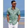 imageCOOFANDY Mens Summer Beach Vacation Shirt Casual Button Down Short Sleeve Shirt Hawaiian Tropical Resort WearSilhouette Leavesgrey Green