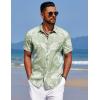 imageCOOFANDY Mens Summer Beach Vacation Shirt Casual Button Down Short Sleeve Shirt Hawaiian Tropical Resort WearSilhouette Leaveslight Green