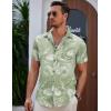 imageCOOFANDY Mens Summer Beach Vacation Shirt Casual Button Down Short Sleeve Shirt Hawaiian Tropical Resort WearSilhouette Leaveslight Green