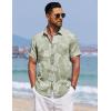 imageCOOFANDY Mens Summer Beach Vacation Shirt Casual Button Down Short Sleeve Shirt Hawaiian Tropical Resort WearSilhouette Leaveslight Green