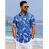 imageCOOFANDY Mens Summer Beach Vacation Shirt Casual Button Down Short Sleeve Shirt Hawaiian Tropical Resort WearSilhouette Leavesroyal Blue