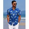 imageCOOFANDY Mens Summer Beach Vacation Shirt Casual Button Down Short Sleeve Shirt Hawaiian Tropical Resort WearSilhouette Leavesroyal Blue