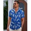 imageCOOFANDY Mens Summer Beach Vacation Shirt Casual Button Down Short Sleeve Shirt Hawaiian Tropical Resort WearSilhouette Leavesroyal Blue