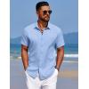 imageCOOFANDY Mens Summer Beach Vacation Shirt Casual Button Down Short Sleeve Shirt Hawaiian Tropical Resort WearSky Blue