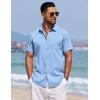 imageCOOFANDY Mens Summer Beach Vacation Shirt Casual Button Down Short Sleeve Shirt Hawaiian Tropical Resort WearSky Blue