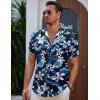imageCOOFANDY Mens Summer Beach Vacation Shirt Casual Button Down Short Sleeve Shirt Hawaiian Tropical Resort WearTropical Flowers Navy Blue