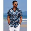 imageCOOFANDY Mens Summer Beach Vacation Shirt Casual Button Down Short Sleeve Shirt Hawaiian Tropical Resort WearTropical Flowers Navy Blue