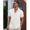 imageCOOFANDY Mens Summer Beach Vacation Shirt Casual Button Down Short Sleeve Shirt Hawaiian Tropical Resort WearWhite