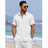 imageCOOFANDY Mens Summer Beach Vacation Shirt Casual Button Down Short Sleeve Shirt Hawaiian Tropical Resort WearWhite