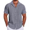 imageCOOFANDY Mens Cuban Guayabera Summer Beach Short Sleeve Casual Vacation Wedding ShirtNavy Blue