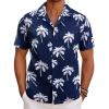 imageCOOFANDY Mens Hawaiian Short Sleeve Shirt Tropical Vacation Essential Casual Button Down Summer Beach ShirtsWhite Palm Leafblue