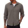 imageCOOFANDY Mens Lightweight Button Down Shirts Long Sleeve Casual Textured Overshirt Regular FitDark Grey