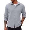 imageCOOFANDY Mens Lightweight Button Down Shirts Long Sleeve Casual Textured Overshirt Regular FitLight Grey
