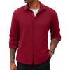imageCOOFANDY Mens Lightweight Button Down Shirts Long Sleeve Casual Textured Overshirt Regular FitWine Red