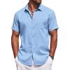 imageCOOFANDY Mens Summer Beach Vacation Shirt Casual Button Down Short Sleeve Shirt Hawaiian Tropical Resort WearSky Blue