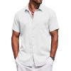 imageCOOFANDY Mens Summer Beach Vacation Shirt Casual Button Down Short Sleeve Shirt Hawaiian Tropical Resort WearWhite
