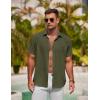imageCOOFANDY Mens Button Down Shirt Short Sleeve Casual Shirts for Summer Beach Vacation ShirtsArmy Green