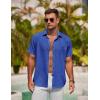 imageCOOFANDY Mens Button Down Shirt Short Sleeve Casual Shirts for Summer Beach Vacation ShirtsAzure