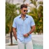 imageCOOFANDY Mens Button Down Shirt Short Sleeve Casual Shirts for Summer Beach Vacation ShirtsClear Blue