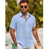 imageCOOFANDY Mens Button Down Shirt Short Sleeve Casual Shirts for Summer Beach Vacation ShirtsClear Blue