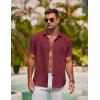 imageCOOFANDY Mens Button Down Shirt Short Sleeve Casual Shirts for Summer Beach Vacation ShirtsDark Red