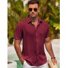 imageCOOFANDY Mens Button Down Shirt Short Sleeve Casual Shirts for Summer Beach Vacation ShirtsDark Red