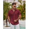 imageCOOFANDY Mens Button Down Shirt Short Sleeve Casual Shirts for Summer Beach Vacation ShirtsDark Red