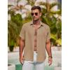 imageCOOFANDY Mens Button Down Shirt Short Sleeve Casual Shirts for Summer Beach Vacation ShirtsKhaki