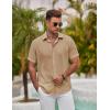 imageCOOFANDY Mens Button Down Shirt Short Sleeve Casual Shirts for Summer Beach Vacation ShirtsKhaki