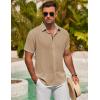 imageCOOFANDY Mens Button Down Shirt Short Sleeve Casual Shirts for Summer Beach Vacation ShirtsKhaki