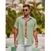 imageCOOFANDY Mens Button Down Shirt Short Sleeve Casual Shirts for Summer Beach Vacation ShirtsLight Green