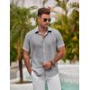 imageCOOFANDY Mens Button Down Shirt Short Sleeve Casual Shirts for Summer Beach Vacation ShirtsLight Grey
