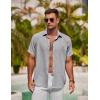 imageCOOFANDY Mens Button Down Shirt Short Sleeve Casual Shirts for Summer Beach Vacation ShirtsLight Grey