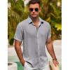 imageCOOFANDY Mens Button Down Shirt Short Sleeve Casual Shirts for Summer Beach Vacation ShirtsLight Grey
