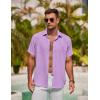 imageCOOFANDY Mens Button Down Shirt Short Sleeve Casual Shirts for Summer Beach Vacation ShirtsLight Purple