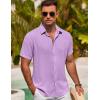 imageCOOFANDY Mens Button Down Shirt Short Sleeve Casual Shirts for Summer Beach Vacation ShirtsLight Purple