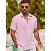 imageCOOFANDY Mens Button Down Shirt Short Sleeve Casual Shirts for Summer Beach Vacation ShirtsPink