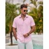 imageCOOFANDY Mens Button Down Shirt Short Sleeve Casual Shirts for Summer Beach Vacation ShirtsPink