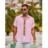 imageCOOFANDY Mens Button Down Shirt Short Sleeve Casual Shirts for Summer Beach Vacation ShirtsPink